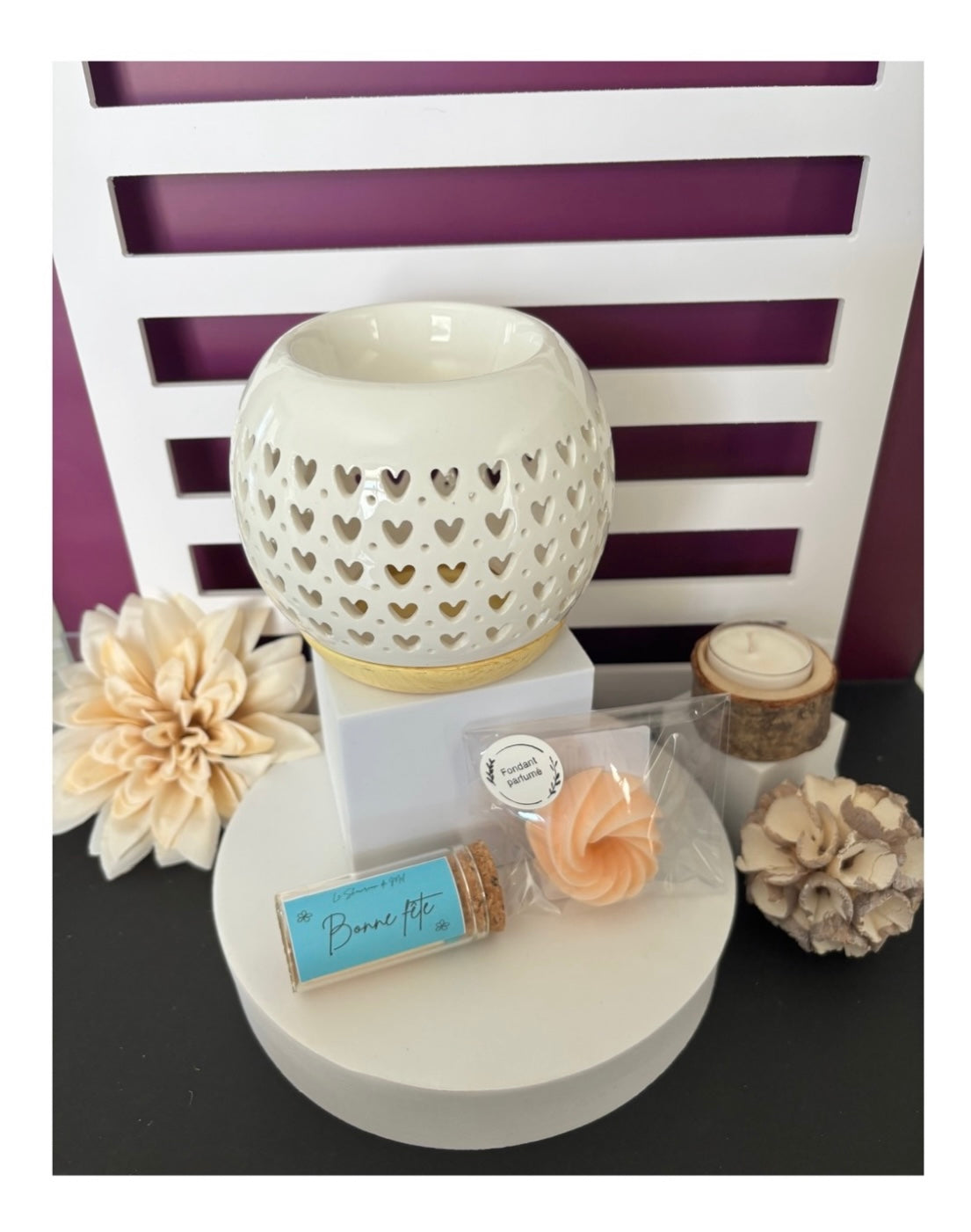 Coffret Brûle parfum Série Céramy - Coeur /Fondant/Allumettes