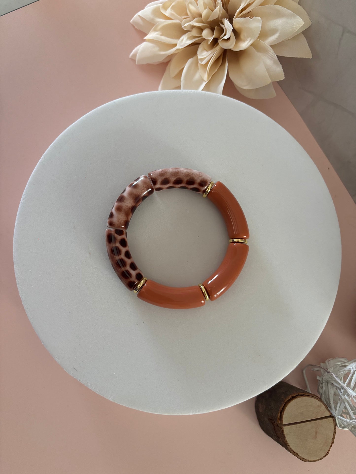 🍂 Bracelet Terre Sauvage — léopard & terracotta