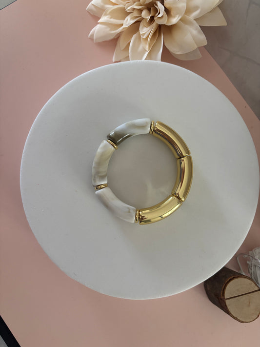 🤍 Bracelet Éclat Ivoire — ivoire & doré