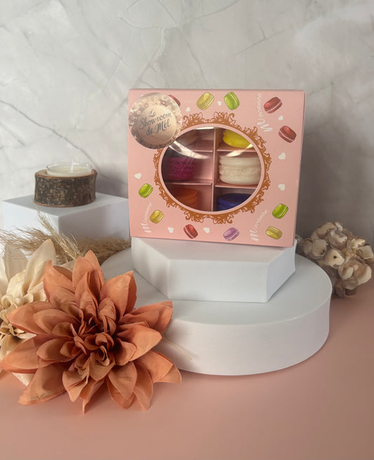 Box de 6 Macarons (Vanille, Fraise des bois, Ananas, Citron Meringué, Cerise Noire, Pop Corn)