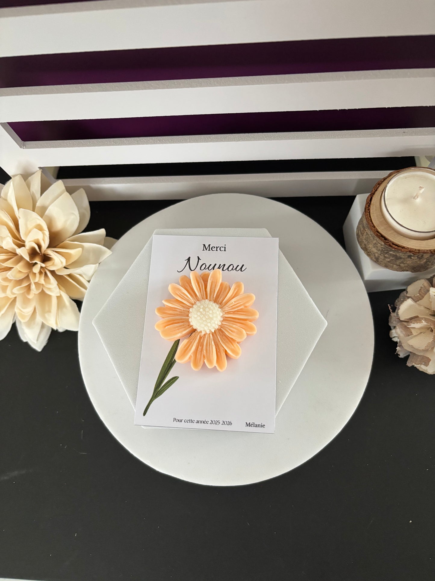 Fondant Fleur Mandarine " Merci nounou"