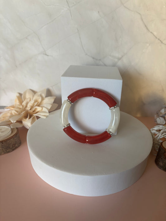 ❤️ Bracelet Douceur Passion — rouge, ivoire & argenté