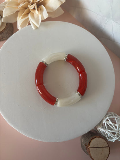 ❤️ Bracelet Douceur Passion — rouge, ivoire & argenté