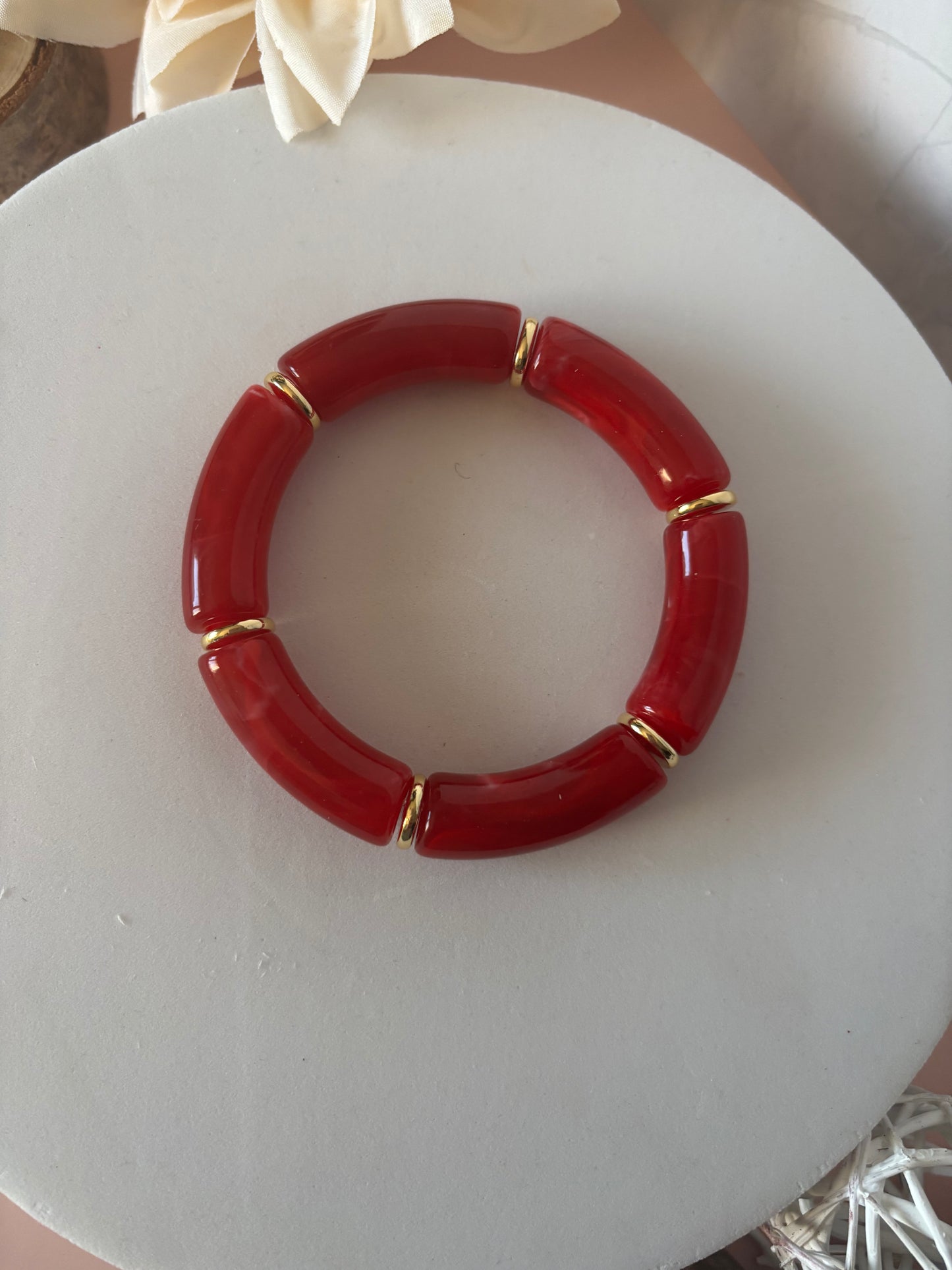 ❤️ Bracelet Rouge Intense —  rouge profond & doré