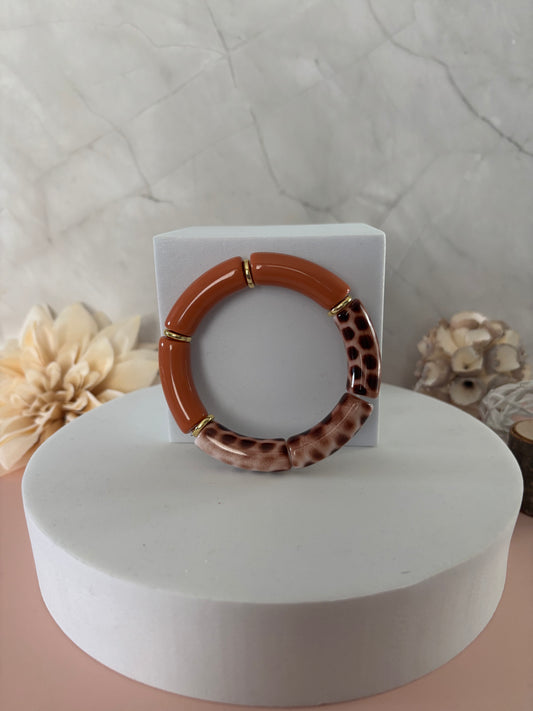 🍂 Bracelet Terre Sauvage — léopard & terracotta