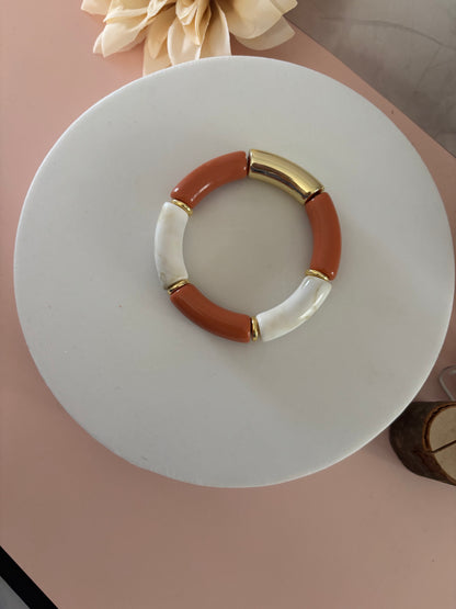 🤎 Bracelet Sienna — terracotta, ivoire & doré