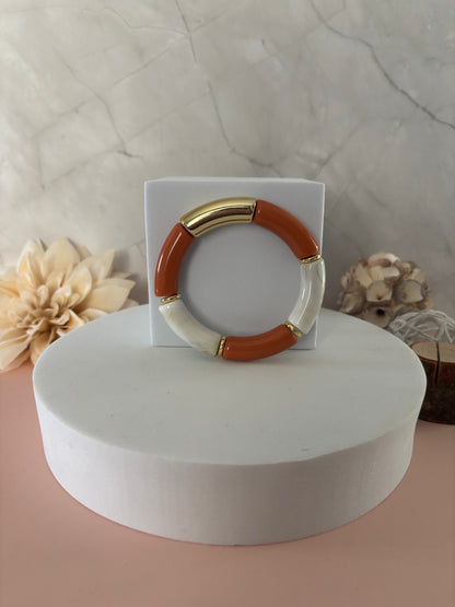 🤎 Bracelet Sienna — terracotta, ivoire & doré