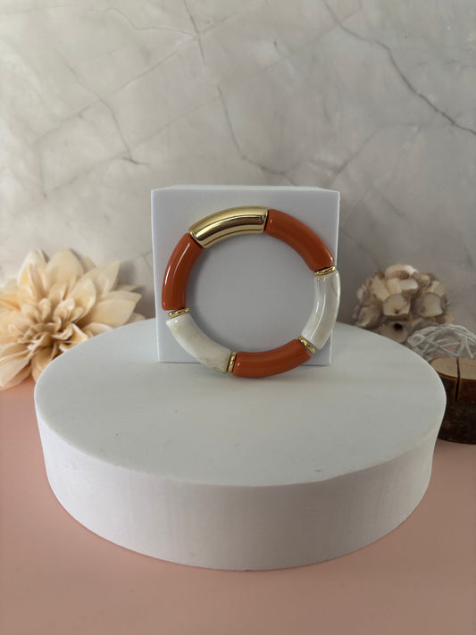 🤎 Bracelet Sienna — terracotta, ivoire & doré