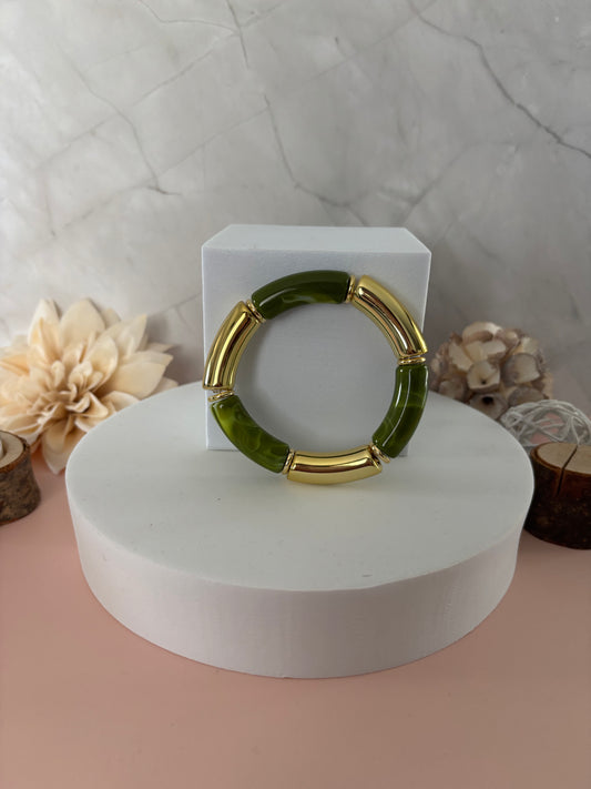 💚 Bracelet Émeraude Chic — vert & doré