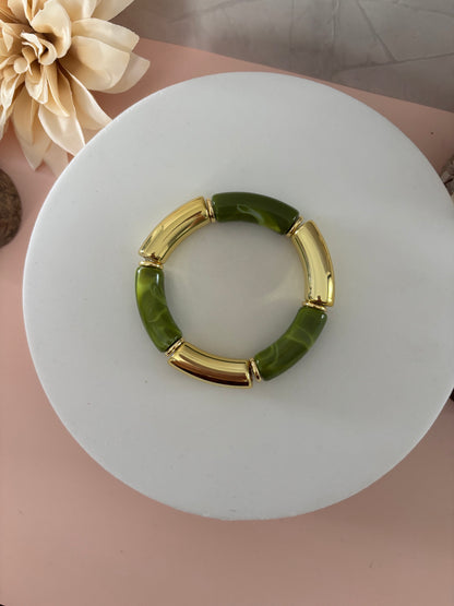 💚 Bracelet Émeraude Chic — vert & doré